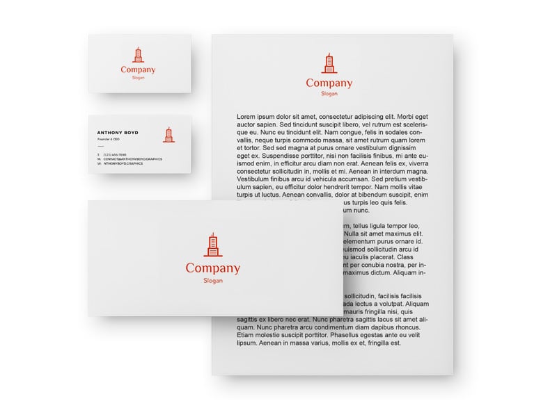 Corporate identity: letterhead, business card, envelope