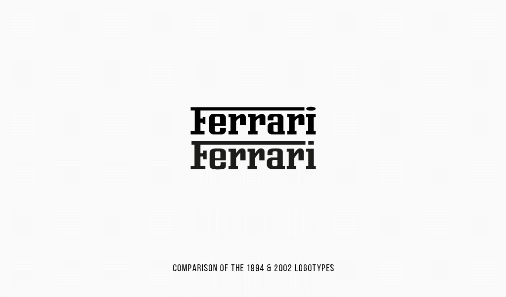 Vergleich der Ferrari-Logos von 1994 und 2002 Vergleich der Ferrari-Logos von 1994 und 2002