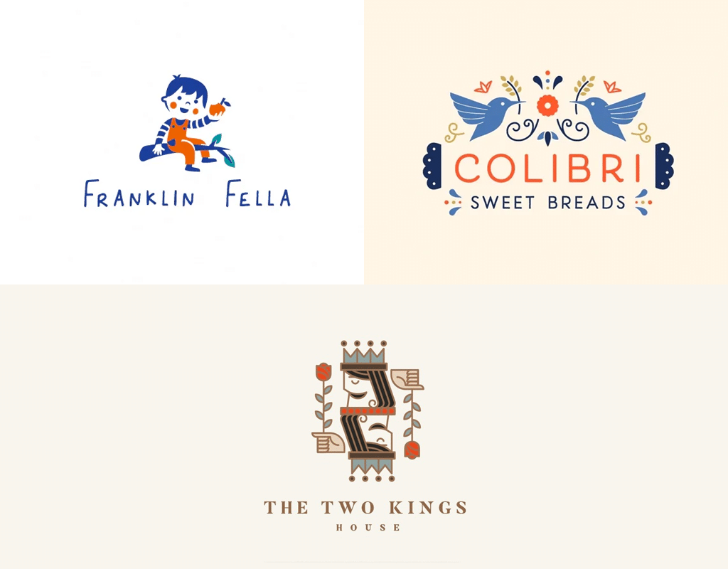 Illustrative icons in logos