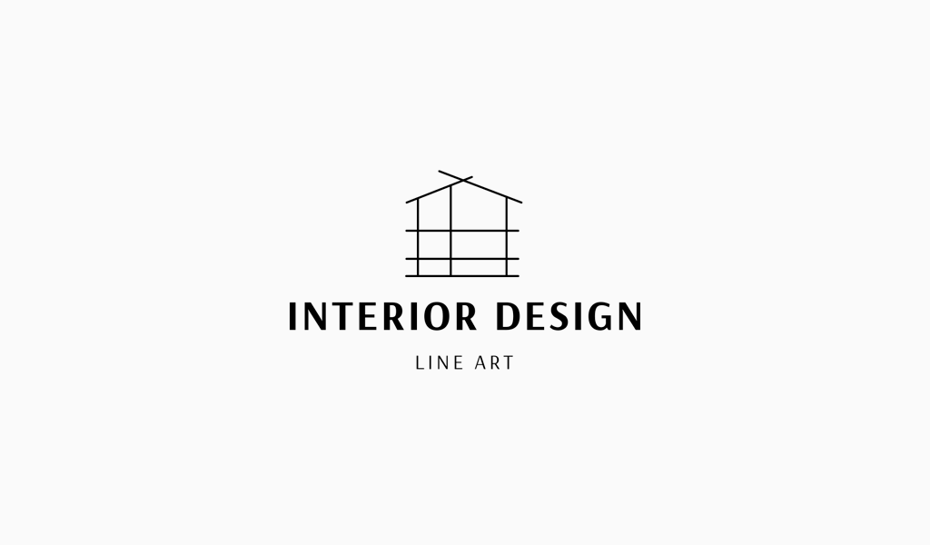 Minimalist line art logo depicting a house outline above the text "Interior Design Line Art."