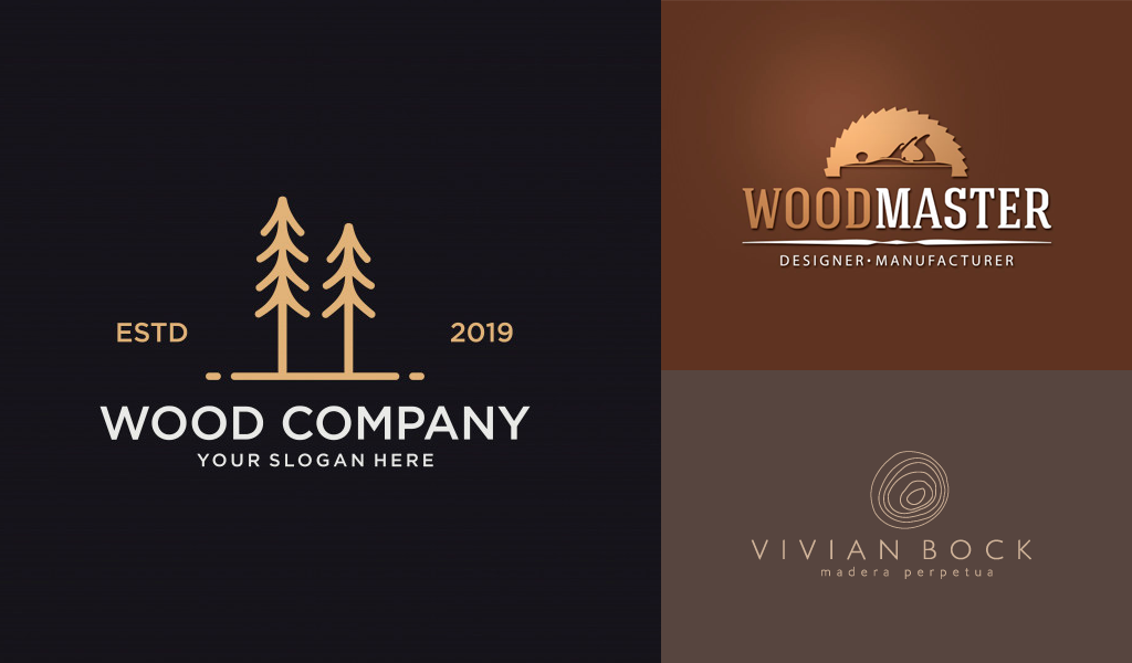 brown color logos: woodsy