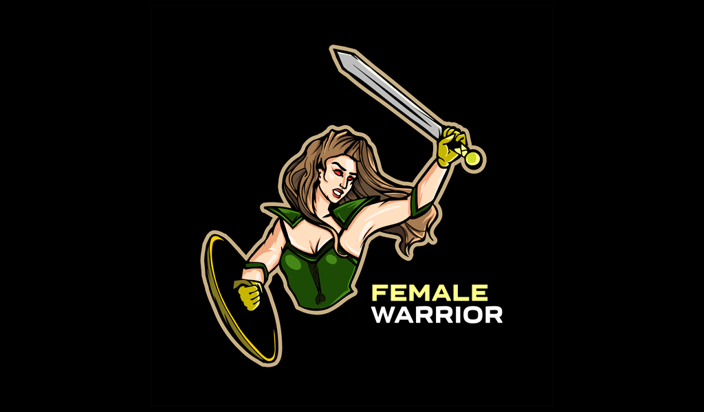 lady warrior mascot clipart