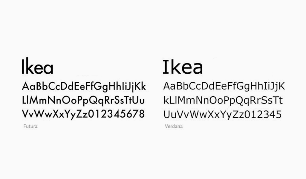 fuentes del logotipo de ikea Futura Verdana