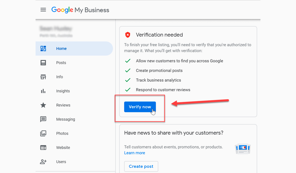 google my business verify