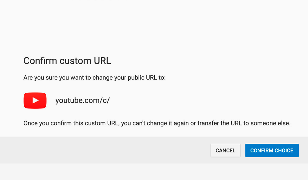 custom URL youtube