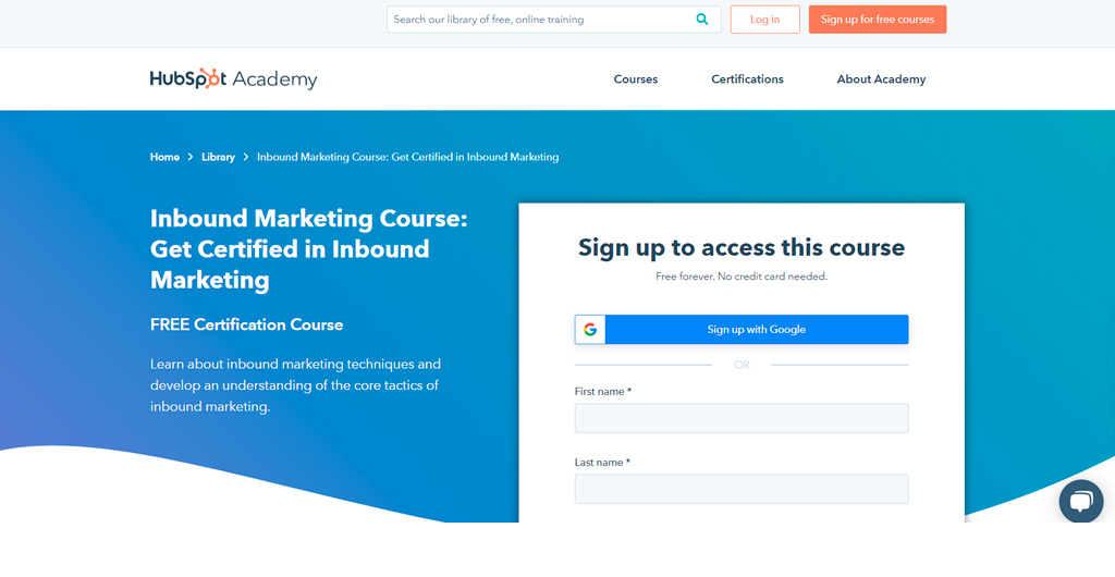 Inbound Marketing Certification by HubSpot Academy