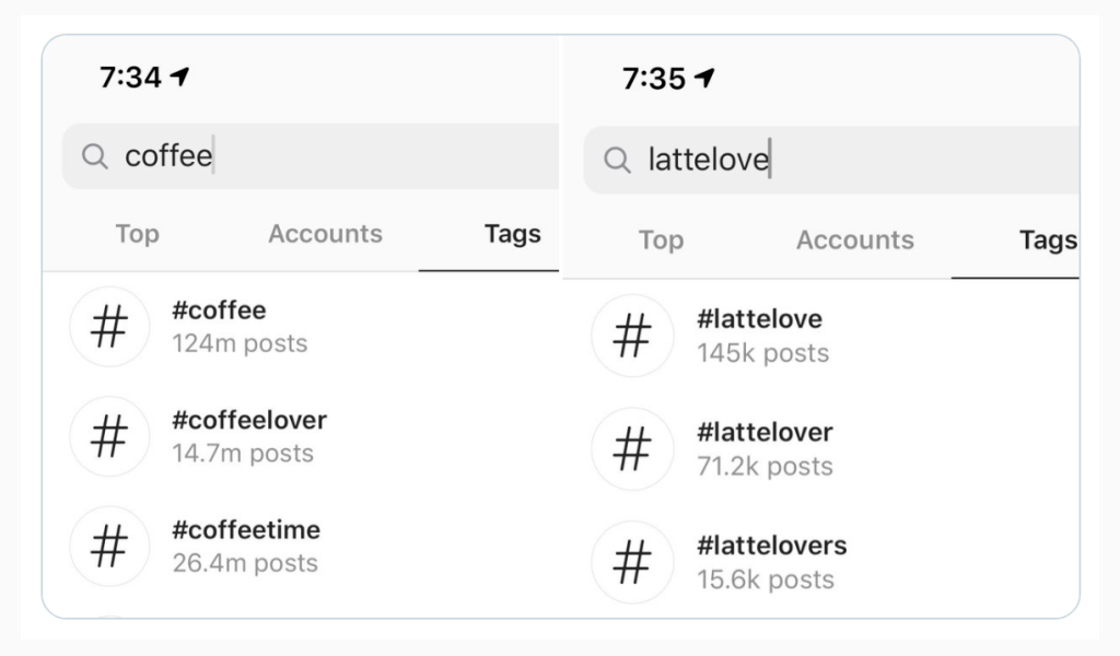 instagram hashtags EXAMPLE