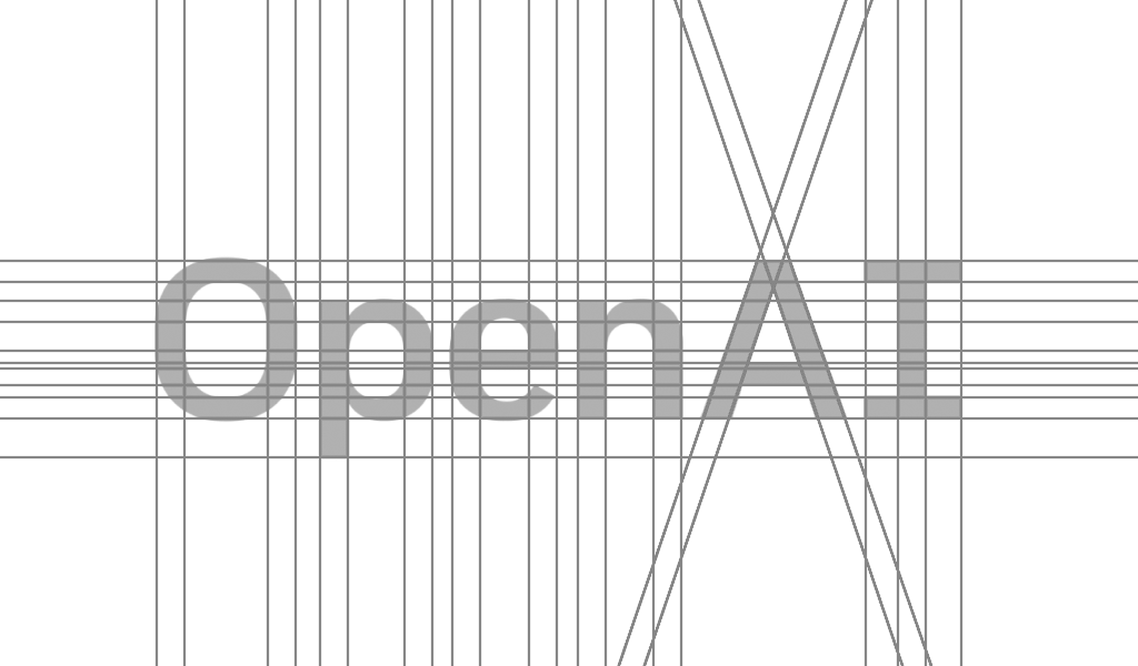 OpenAI logo design with construction grid lines