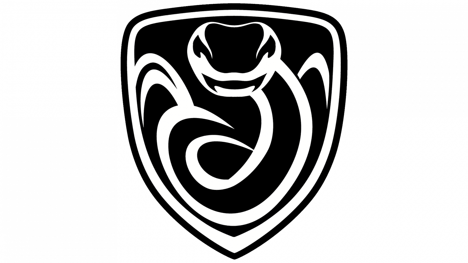 Dodge Viper logo featuring a white snake in a black shield design