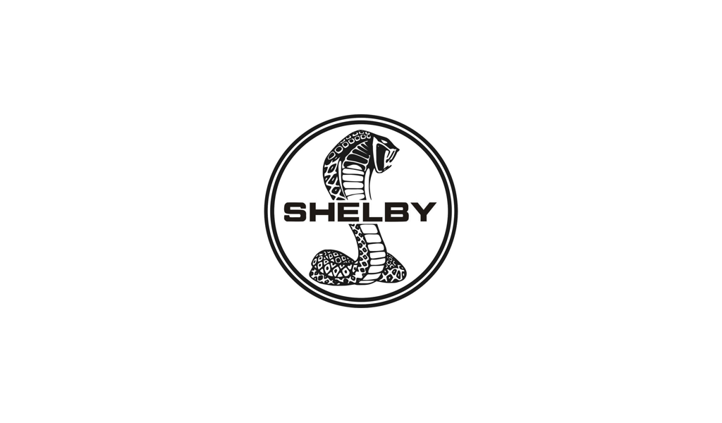 shelby cobra logo, black and white snake design with Shelby text