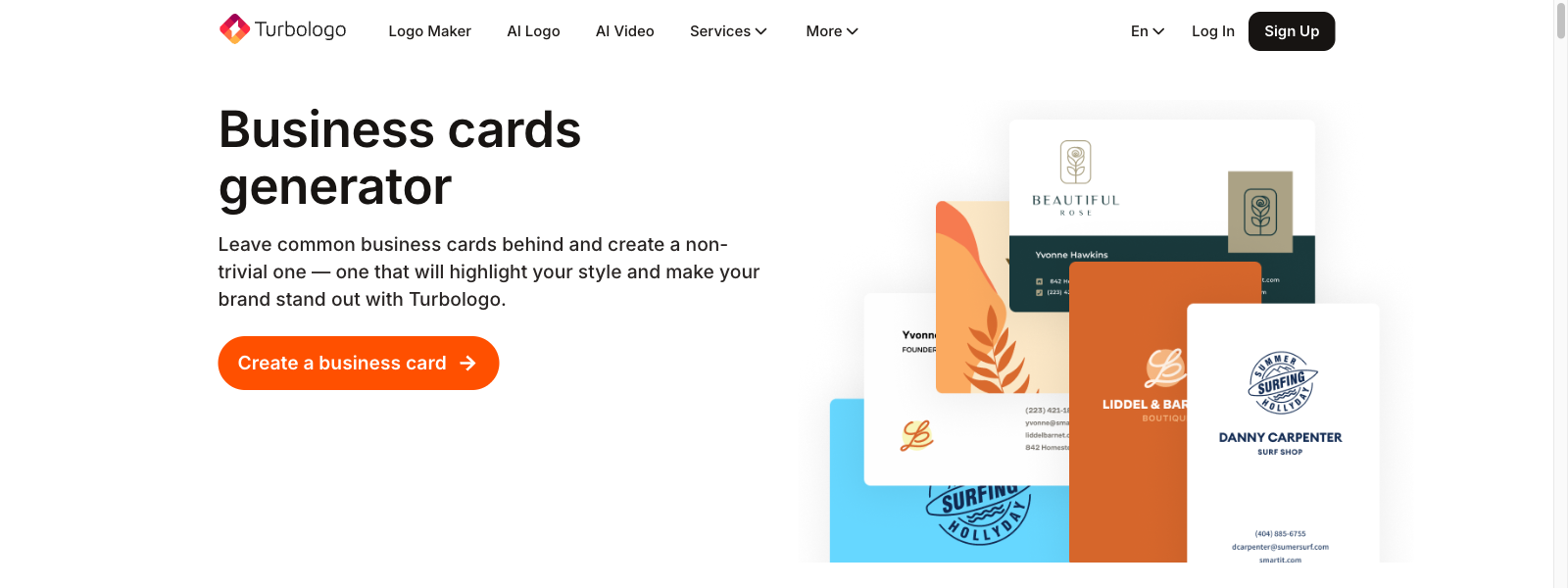 Turbologo business card generator