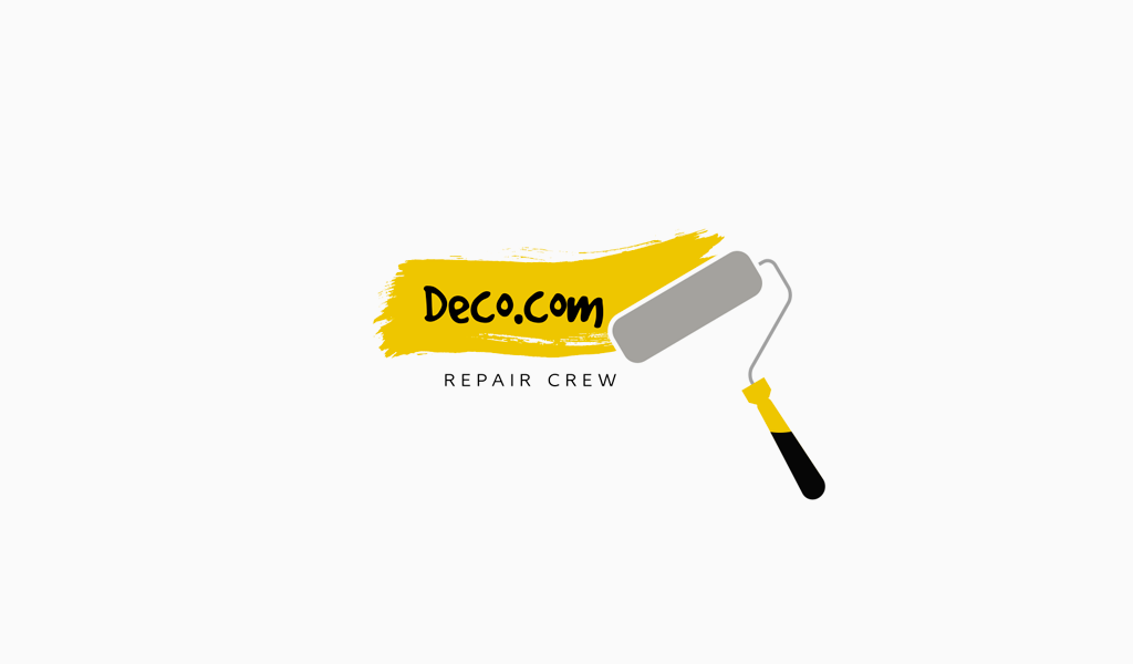 Logotipo de frotis amarillo de rodillo de pintura