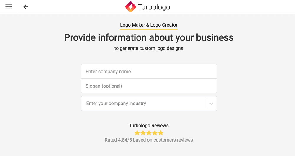 Turbologo logo maker - 1 étape Turbologo logo maker - 1 étape