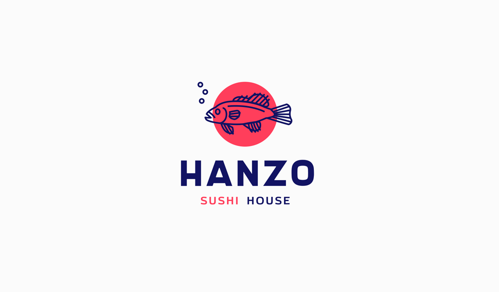 Logo de barre de sushi de poisson