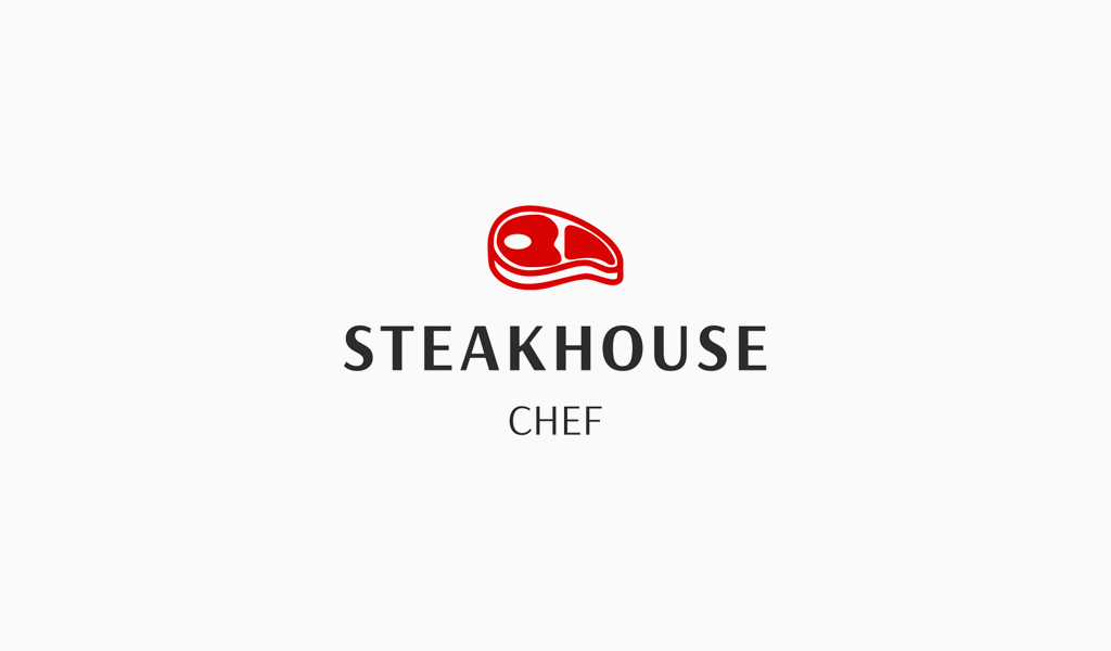 Logo de steak de dessin rouge
