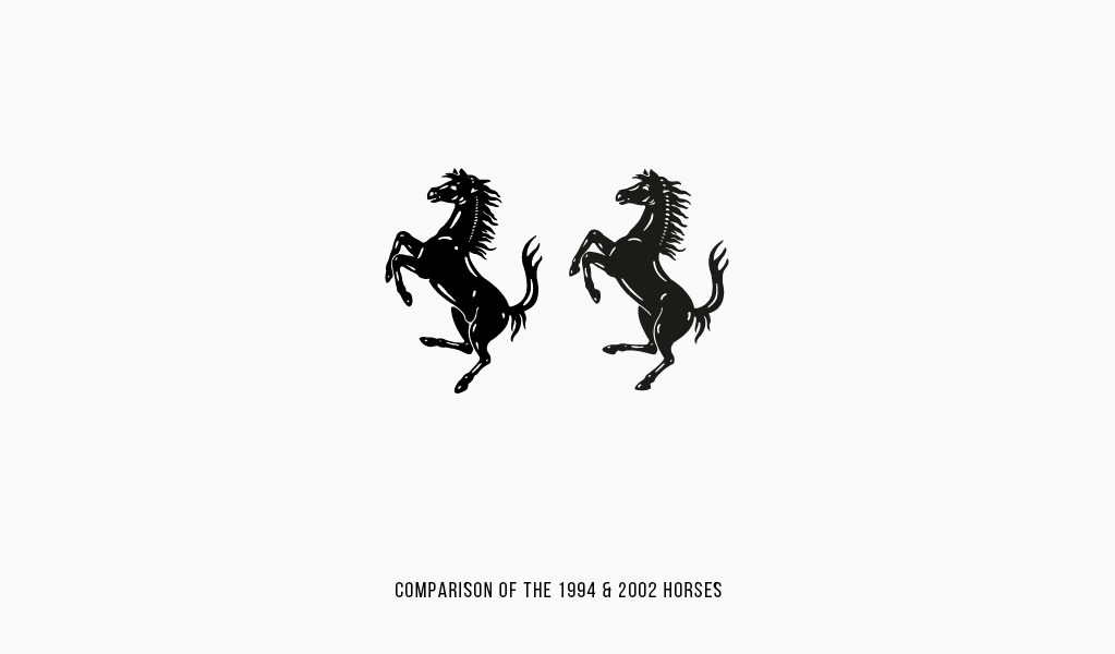 Confronto tra i cavalli della ferrari del 1994 e del 2002