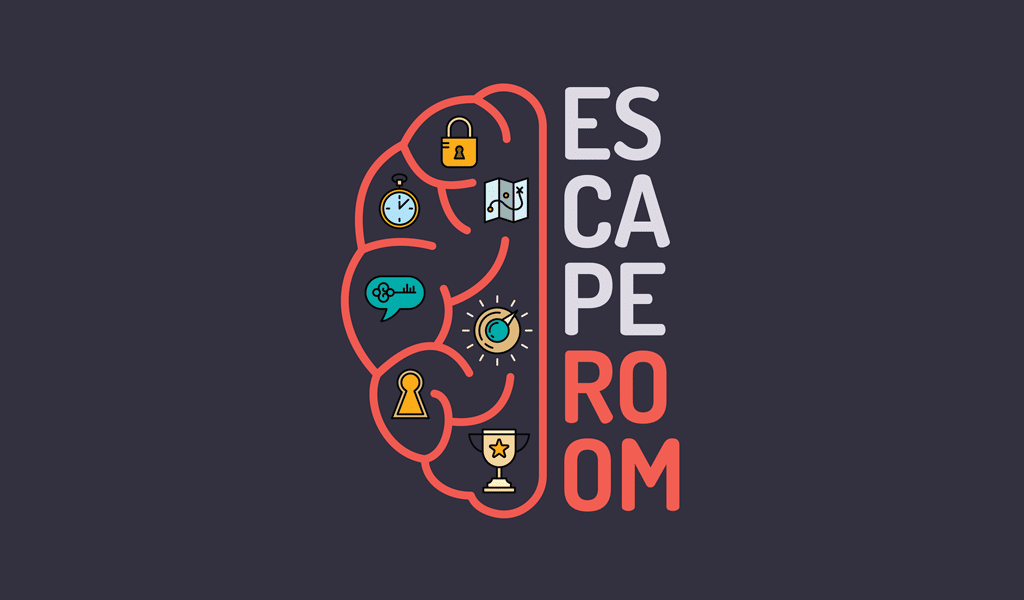 Efeito de texto do logotipo do jogo 3d escape room