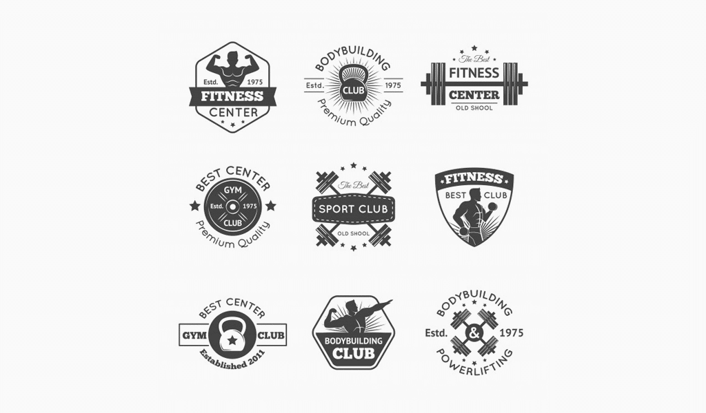 Design de logotipo de academia de ginástica com etiqueta esportiva V4