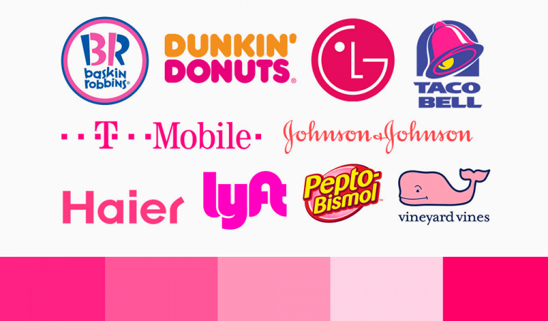 Exemplos de logotipos rosa: inspire-se com logotipos rosa