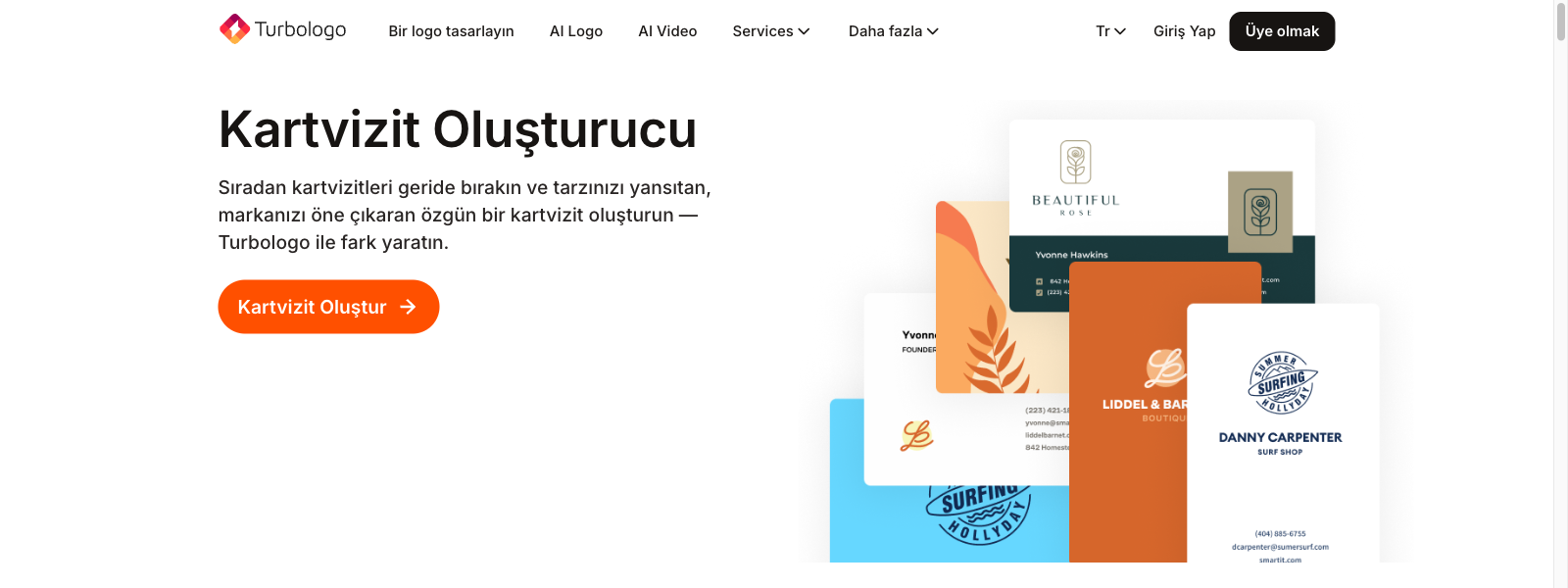 Turbologo kartvizit oluşturucu